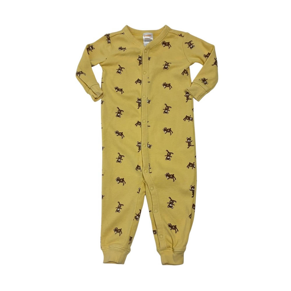 Gymboree Baby 6-12 Months‎ Sleeper Yellow Bear Print Snap Cotton Pajamas 2005